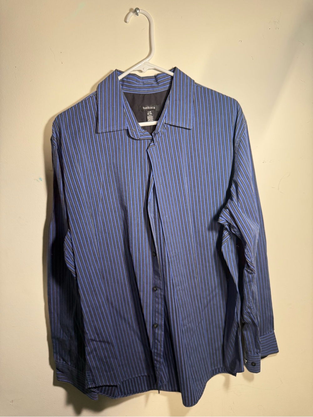 Van Heusen Blue and Black Pinstripe Men's Dress Shirt